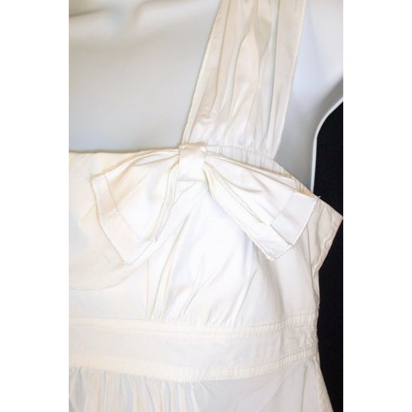 BCBG Max Azria Top S White Sleeveless Tank Zipper Back Bow Detail - Picture 3 of 9